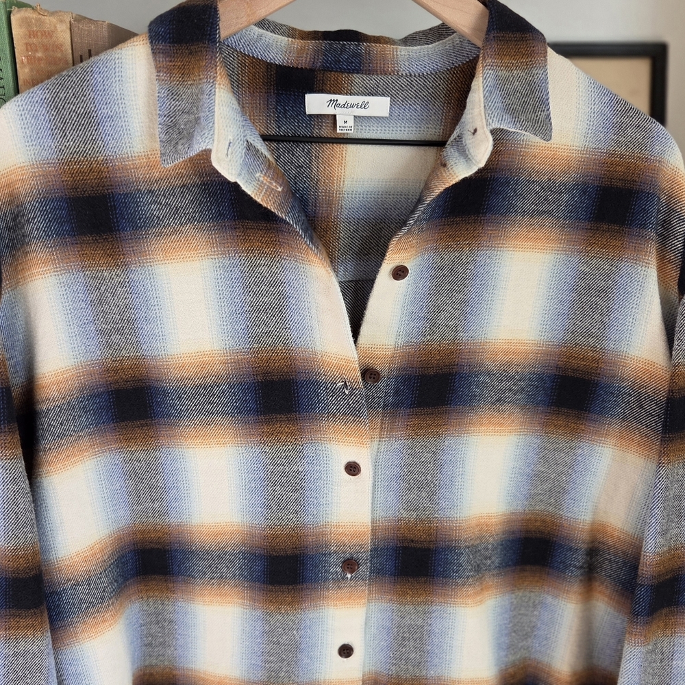 Madewell Plaid Button Down Shirt Soft Cotton Flannel Size M - Picture 4 of 5